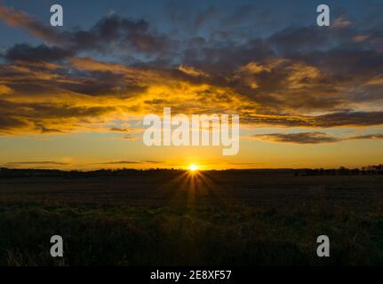 Coucher de soleil sur le Lincolnshire Banque D'Images