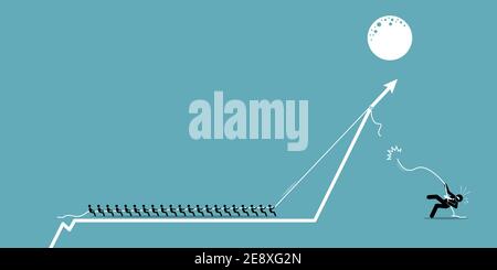 Les investisseurs de détail gagnent contre les investisseurs institutionnels de fonds spéculatifs sur le marché boursier. Illustrations vectorielles de petits investisseurs qui se regroupent pour lutter Illustration de Vecteur