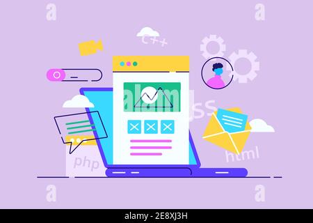 Développement Web. Illustration vectorielle moderne à motif plat Illustration de Vecteur