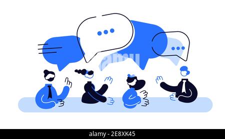 Les hommes d'affaires discutent des réseaux sociaux, des nouvelles, des réseaux sociaux Illustration de Vecteur