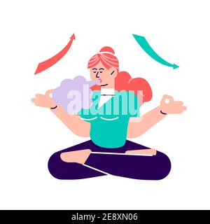 Exercice de respiration pour une bonne relaxation. Inspirez et expirez pour vous détendre. Respiration profonde Illustration de Vecteur