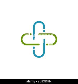 Logo médical et de soins de santé avec vecteur d'icône croisée modèle Illustration de Vecteur