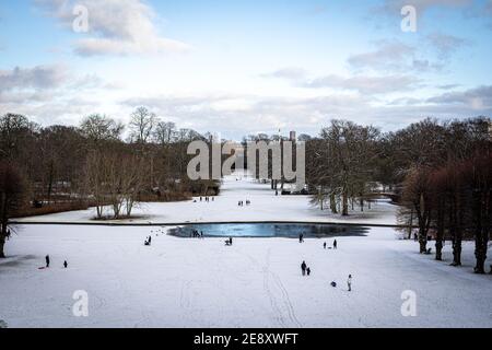 Hiver dans les jardins Frederiksberg à Copenhague Banque D'Images