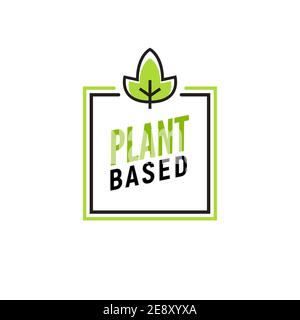 Badge végétalien à base d'usine, icône écologique. Symbole végétarien approprié logo feuille panneau plante. Illustration de Vecteur