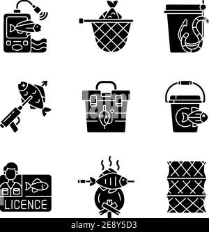 Activités de loisirs et loisirs icônes de glyphe noir sur blanc espace Illustration de Vecteur