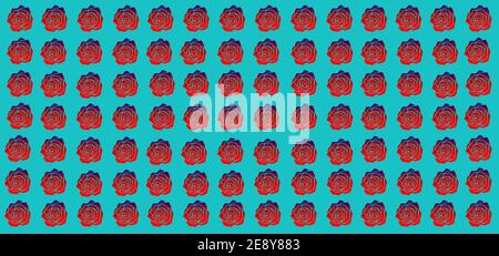 Roses rouges sur fond bleu Banque D'Images