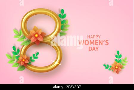 8 mars Journée internationale des femmes, carte de vœux. Vecteur Illustration de Vecteur