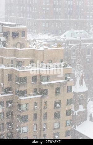 La tempête d'hiver monstre Orlena créé des conditions de blanc-out à New York City le premier février 2021, États-Unis Banque D'Images