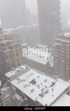 La tempête d'hiver monstre Orlena créé des conditions de blanc-out à New York City le premier février 2021, États-Unis Banque D'Images