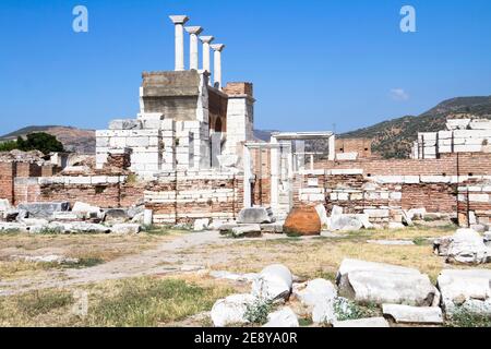 Ruines de St. La basilique Johns à la colline d'Ayasuluk, Selcuk Ephesus IZMIR, Turquie Banque D'Images