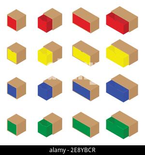 Compartiments de rangement empilables, rangement de jouets isolé sur fond blanc vue isométrique. Vecteur Illustration de Vecteur