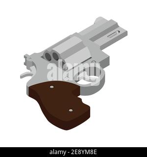 Revolver pistolet isolé sur fond blanc. Revolver pistolet vintage. Vue isométrique revolver pistolet. Vecteur Illustration de Vecteur