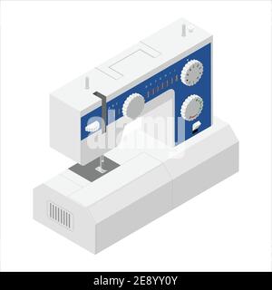 Machine à coudre isolée sur fond blanc. Atelier de Tailor. Vue isométrique. Vecteur Illustration de Vecteur