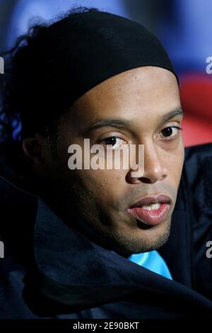 Le Ronaldinho de Barcelone lors de la Ligue des champions de l'UEFA, Groupe E, Olympique Lyonnais contre FC Barcelone au Stade de Gerland à Lyon, France, le 27 novembre 2007. La comparaison s'est terminée par un dessin 2-2. Photo de Gouhier-Taamallah/Cameleon/ABACAPRESS.COM Banque D'Images