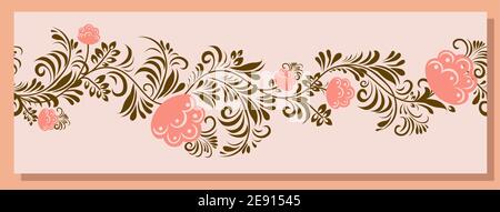 Motif de tendance du printemps. Bordure sans couture pour l'impression de tissus et de motifs textiles. Imprimé tendance pour le papier dans un style ethnique. Illustration vectorielle. Broche Illustration de Vecteur