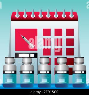 vaccin mondial, calendrier de vaccination protection contre le vecteur covid 19 illustration Illustration de Vecteur