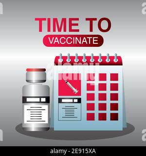 vaccin mondial, il est temps de vacciner le calendrier de protection contre l'illustration du vecteur covid 19 Illustration de Vecteur