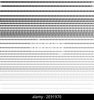 Lignes droites en pointillés. Bandes de dégradé vectoriel. Noir, taches grises, arrière-plan blanc. Motif demi-ton. Design monochrome. Concept technologique abstrait. EPS10 Illustration de Vecteur