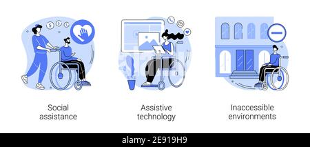 Aide pour les illustrations vectorielles de concepts abstraites de personnes handicapées. Illustration de Vecteur