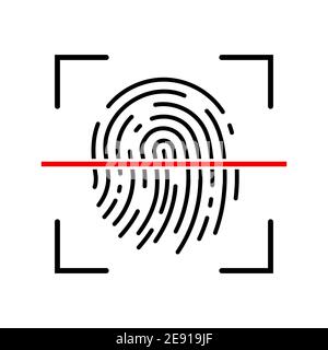 Concept de reconnaissance des empreintes digitales. Icône d'empreinte digitale. Icône en forme de pouce noire. Illustration vectorielle Illustration de Vecteur