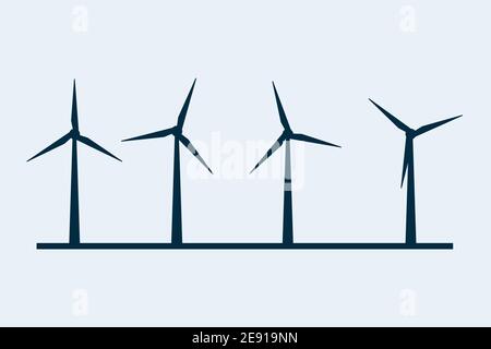 Icône de l'éolienne à vecteur vent. Éolienne énergie éolienne silhouette illustration tour moulin à vent Illustration de Vecteur