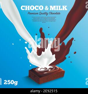 Fond réaliste au chocolat au lait avec vecteur de symboles chocolat de qualité supérieure illustration Illustration de Vecteur
