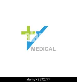lettre abstraite v plus vecteur de logo médical Illustration de Vecteur