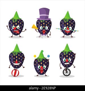 Personnage de dessin animé de fraise noire avec divers spectacles de cirque. Illustration vectorielle Illustration de Vecteur