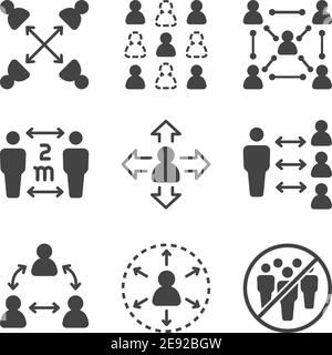 jeu d'icônes de distance sociale, vecteur et illustration Illustration de Vecteur