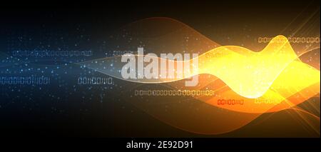 Octets de code binaire exécuté par réseau. Abstract futuristic syberspace. Arrière-plan de la technologie moderne Illustration de Vecteur