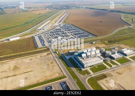 Vue aérienne de l'industrie automobile, Banque D'Images