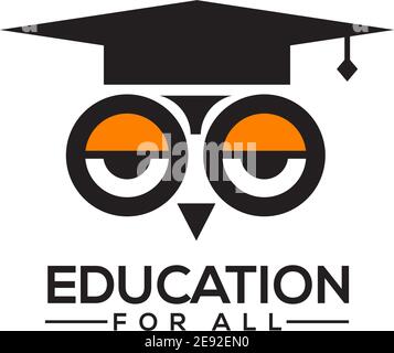 Design du logo Education avec modèle vectoriel d'icône hibou Bird Illustration de Vecteur