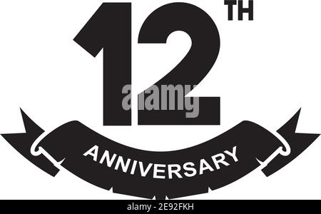 12e anniversaire emblème logo design modèle d'illustration vectoriel Illustration de Vecteur