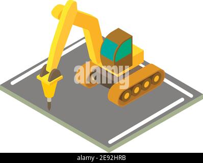 Icône de marteau de pelle hydraulique. Illustration isométrique de l'icône de vecteur de marteau de pelle hydraulique pour la toile Illustration de Vecteur