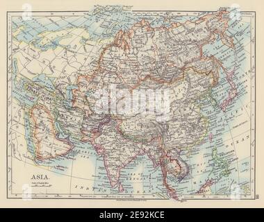 ASIE POLITIQUE. Persia Siam Hejaz Chine Japon Corée Annam Turkestan 1901 carte Banque D'Images