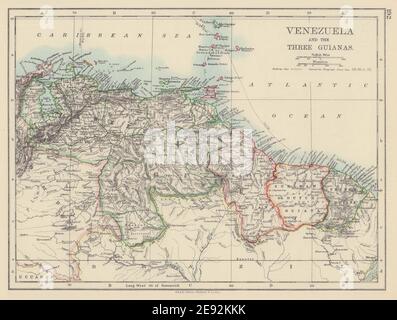 VENEZUELA/GUIANAS. Suriname. Guyane hollandaise française britannique. CARTE JOHNSTON 1901 Banque D'Images