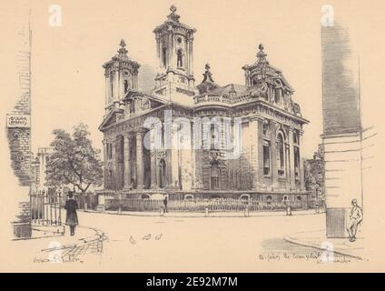 Saint Jean l'église évangéliste, Smith Square, Westminster 1904 Old print Banque D'Images