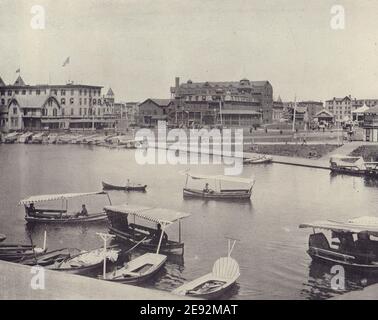 Wesley Lake, Asbury Park, New Jersey. STODDARD 1895 ancienne image imprimée Banque D'Images