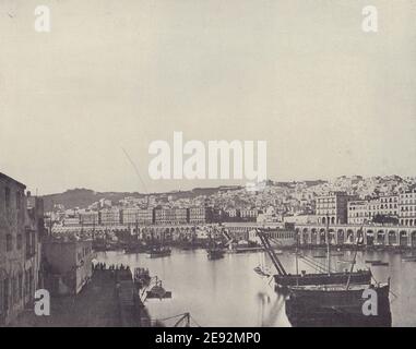 Le port d'Alger. Algérie. STODDARD 1895 ancienne photo d'époque Banque D'Images