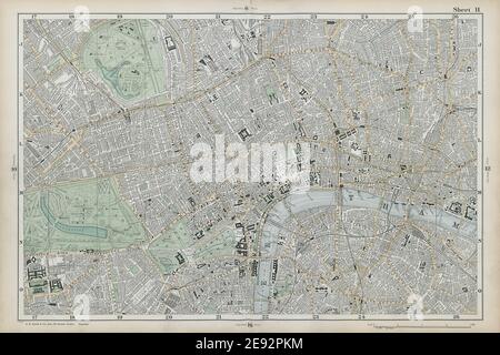 CENTRE DE LONDRES West End City Southwark Westminster Shoreditch. CARTE bacon 1906 Banque D'Images