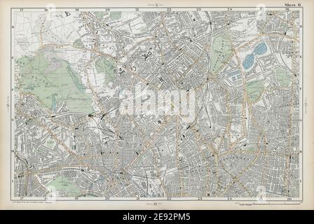 HAMPSTEAD ISLINGTON Camden Highgate Finsbury Park Primrose Hill. CARTE bacon 1906 Banque D'Images