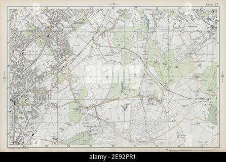 CROYDON Beckenham Woodside W Wickham Elmers End Norwood Hayes. CARTE bacon 1906 Banque D'Images