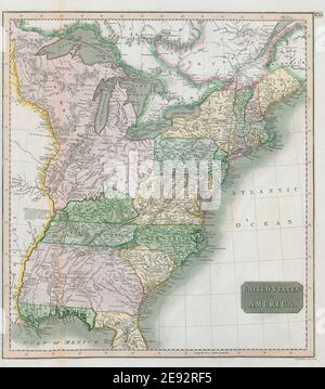 « États-Unis d'Amérique ». THOMSON. 16 états. Carte de l'est et de l'ouest de la Floride 1817 Banque D'Images