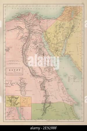 Égypte et Arabie Petraea. Vallée du Nil Inset Petra Giza Thèbes BARTHOLOMEW 1870 carte Banque D'Images