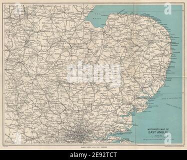 CARTE DES AUTOMOBILISTES DE CAMBRIDGE ET DE L'EST DE L'ANGLIA. Cambridgeshire. SERRURE DE SERVICE 1946 Banque D'Images