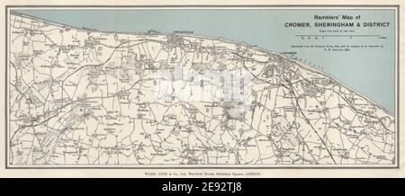 LA CÔTE DE NORFOLK. Environs de Cromer et Sheringham. Mundesley North Walsham 1931 carte Banque D'Images