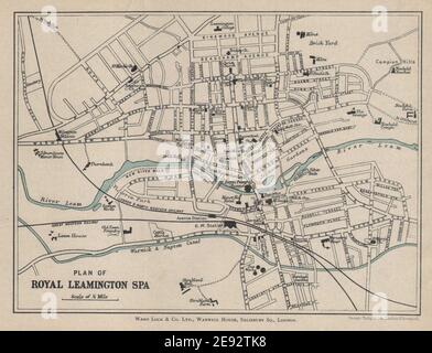 ROYAL LEAMINGTON SPA ville touristique vintage plan de ville. Warcs. CARTE WARD LOCK 1900 Banque D'Images