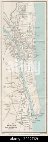 YARMOUTH et GORLESTON ville touristique d'époque plan de ville. Norfolk. CARTE WARD LOCK 1928 Banque D'Images