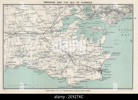 ÎLE DE PURBECK. Swanage Wareham Bournemouth Poole. Dorset. CARTE WARD LOCK 1931 Banque D'Images