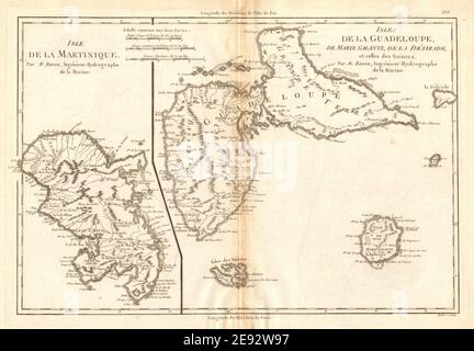 Martinique, Guadeloupe, Marie-Galante, la Désirade et Saintes. BONNE 1788 carte Banque D'Images